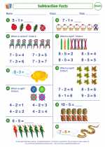 Mathematics - First Grade - Worksheet: Subtraction Facts
