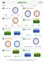 Mathematics - First Grade - Worksheet: Telling Time