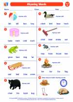 English Language Arts - First Grade - Worksheet: Rhyming Words