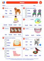 English Language Arts - First Grade - Worksheet: Nouns
