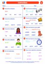 English Language Arts - First Grade - Worksheet: Contractions