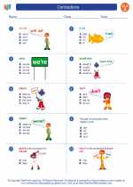 English Language Arts - First Grade - Worksheet: Contractions