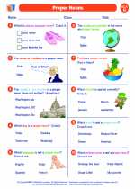 proper nouns 2nd grade ela worksheets and study guides