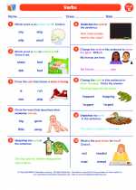 English Language Arts - Second Grade - Worksheet: Verbs