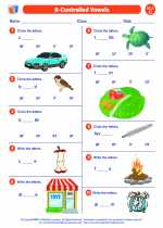 English Language Arts - Third Grade - Worksheet: R Controlled Vowels