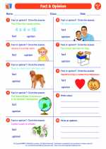 English Language Arts - Third Grade - Worksheet: Fact/Fiction/Opinion