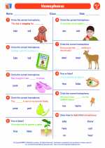 English Language Arts - Third Grade - Worksheet: Double Negatives and Homophones