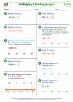 Integer operations. 8th Grade Math Worksheets, Study Guides and Answer key.