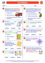 English Language Arts - Fourth Grade - Worksheet: Text Features