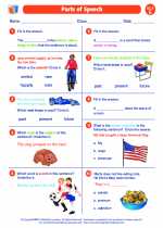 English Language Arts - Fifth Grade - Worksheet: Parts of Speech