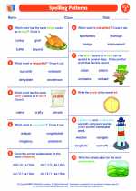 English Language Arts - Sixth Grade - Worksheet: Spelling Patterns