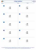 Mathematics - Third Grade - Worksheet: 3 Digit Addition