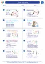 Physics - High School - Worksheet: Light and Optics