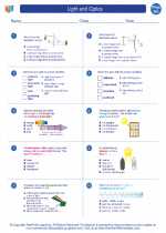 Physics - High School - Worksheet: Light and Optics