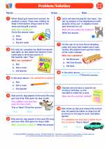 English Language Arts - Third Grade - Worksheet: Problem/Solution