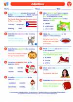 English Language Arts - Third Grade - Worksheet: Adjectives/Adverbs/Vivid Language