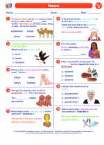 nouns seventh grade english language arts worksheets