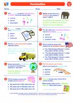 punctuation 7th grade ela worksheets and answer key study guide