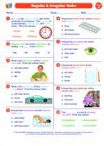 English Language Arts - Eighth Grade - Worksheet: Regular and Irregular Verbs 