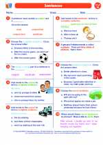 English Language Arts - Eighth Grade - Worksheet: Sentences 