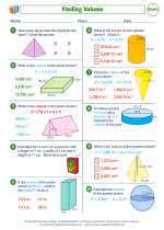 Mathematics - Seventh Grade - Worksheet: Finding Volume