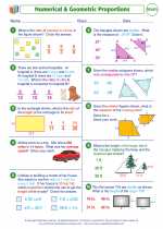 Mathematics - Seventh Grade - Worksheet:  Numerical & Geometric Proportions