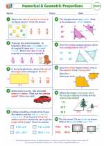 Mathematics - Seventh Grade - Worksheet:  Numerical & Geometric Proportions