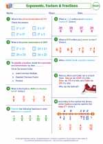 Mathematics - Seventh Grade - Worksheet: Exponents, Factors and Fractions