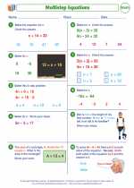 Mathematics - Seventh Grade - Worksheet: Multistep Equations
