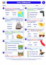 Early Settlements. Social Studies Worksheets and Study Guides Fourth ...