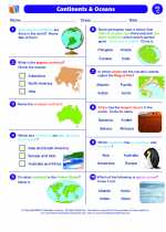 continents and oceans social studies worksheets and study guides third grade