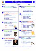 Social Studies - Fourth Grade - Worksheet: U.S. Constitution