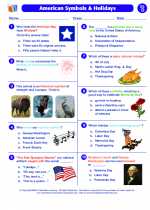 Social Studies - Fourth Grade - Worksheet: American Symbols & Holidays