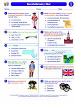 Social Studies - Fifth Grade - Worksheet: Revolutionary War