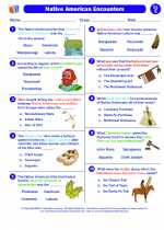 Social Studies - Fifth Grade - Worksheet: Native American Encounter