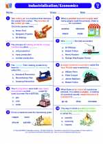 Social Studies - Fifth Grade - Worksheet: Industrialization/Economics