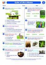 Science - Fifth Grade - Worksheet: Cycles of life and Biomes