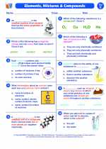 Science - Fifth Grade - Worksheet: Elements, mixtures and compounds