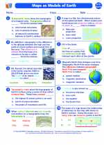 Earth Science - High School - Worksheet: Maps as Models of the Earth