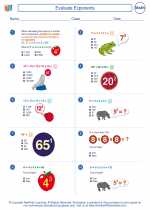 Mathematics - Sixth Grade - Worksheet: Evaluate Exponents