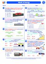 Physics - High School - Worksheet: Work and Energy