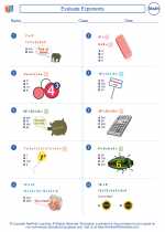 Mathematics - Sixth Grade - Worksheet: Evaluate Exponents