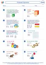 Mathematics - Sixth Grade - Worksheet: Evaluate Exponents