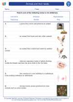 Animals and their needs. Third Grade Science Worksheets, Study Guides