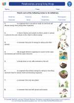 Relationships among living things. Third Grade Science Worksheets