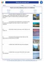 where do animals live 1st grade science worksheets and answer keys