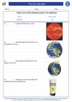 The sun and earth. 2nd Grade Science Worksheets and Answer keys, Study