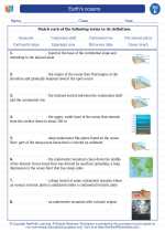 Earth's oceans. 5th Grade Science Worksheets and Answer keys, Study