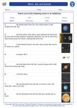 Moon, star and planets. Science Worksheets and Study Guides Second Grade.