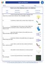 light and sound 4th grade science worksheets and answer keys study guides and vocabulary sets
